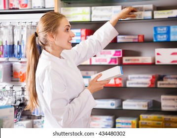 Portrait Of Woman Working  In Modern Farmacy