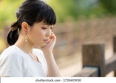 Portrait of a worried woman. - Shutterstock ID 1735493930