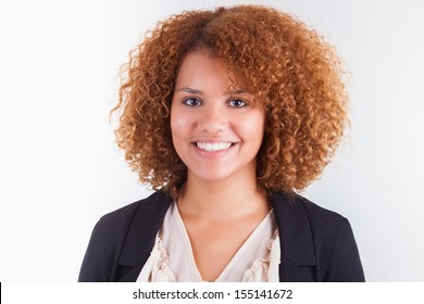 Portrait Of A Young African American Business Woman, Isolated On White Background - Black People