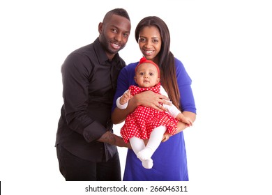 Portrait Of A Young African American  Couple With Her Baby Girl