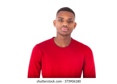 Portrait Of A Young African American Man Isolated On White Background