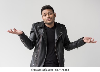 man in leather jacket