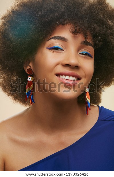 Portrait Young African Lady Short Curly Stock Photo Edit Now