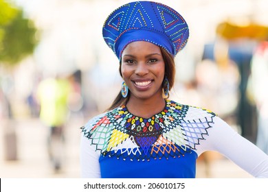 portrait of young african woman in traditional clothes