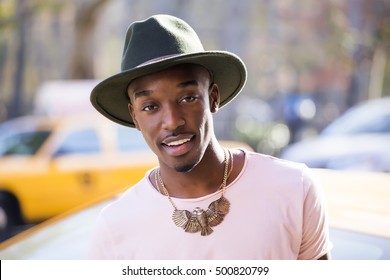 Portrait Of A Young Afro American Man In New York
