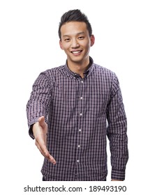 Portrait Young Asian Man Doing Welcome Stock Photo 189493190 | Shutterstock