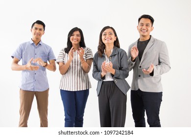 Portrait Of Young Asian People Clapping Their Hand Together