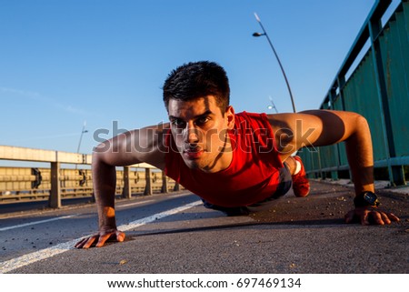 Similar – Image, Stock Photo Push ups Diet Lifestyle