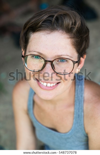 Portrait Young Attractive Girl Short Hair Stock Image Download Now