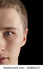 Portrait Of Young Attractive Man, Half Face Visible