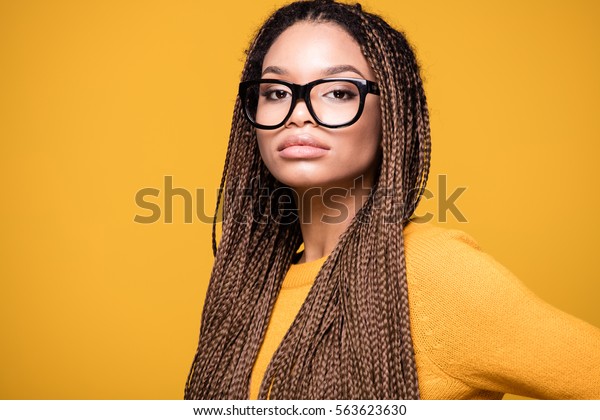 Portrait Young Beautiful African American Teenager Stock