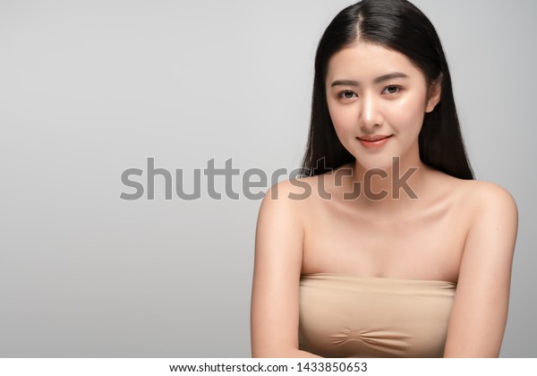 Portrait Young Beautiful Asian Woman Clean Stock Photo Edit Now 1433850653