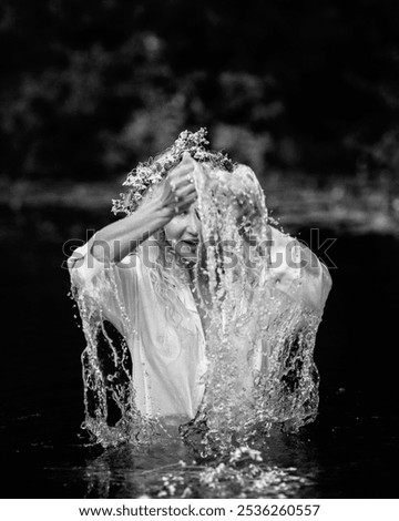 Image, Stock Photo Woman gets out of the pool