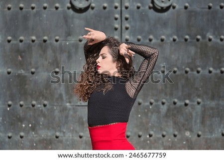 Similar – Beautiful young woman against a mirror wall