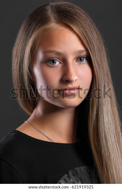 Portrait Young Beautiful Girl Blond Long Stock Photo Edit