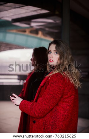 Image, Stock Photo Young girl posing outdoor