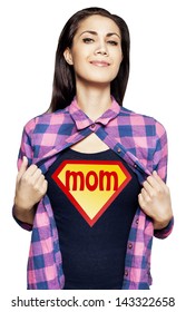 Portrait Of Young Beautiful Super Mom