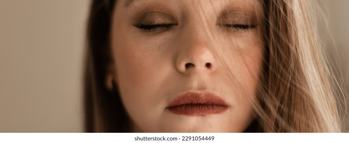 Portrait of young beautiful woman with closed eyes. - Powered by Shutterstock