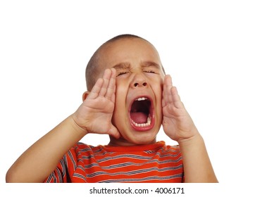 Portrait Of A Young Boy Shouting