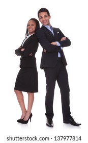 Portrait Young Business Couple Over White Background