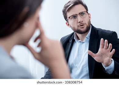 Portrait Of Young Businessman During Psychotherapy Session