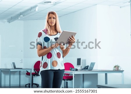 Similar – Image, Stock Photo Woman with laptop drinking coffee