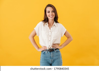 Portrait of a young casual style woman isolated