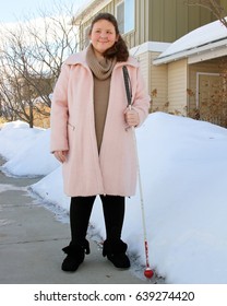 Portrait Of A Young Caucasian Visually Impaired Woman