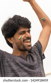 Portrait Of Young Cheerful Indian Male Cricket Fan On Isolated Background