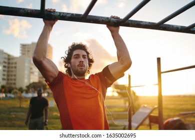 Portrait Young Crossfit Sportsman Exercising On Stock Photo 1635002695 ...