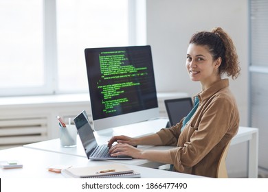 Portrait Young Developer Smiling Camera While Stock Photo 1866477490 ...