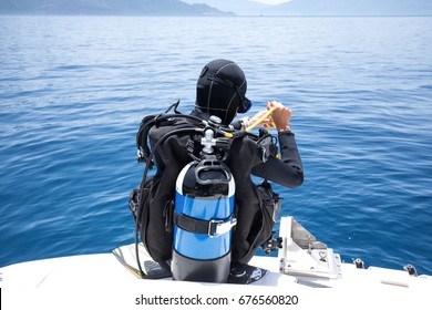 Portrait Of A Young Diver On A Sunny Day