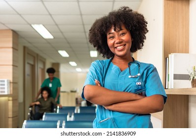 Portrait of  young doctor woman working in a hospital. African American Healthcare Professionals. Portrait Of Smiling Female Doctor  With Stethoscope In Hospital Office. - Powered by Shutterstock