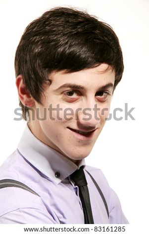 portrait of young employee on a white background