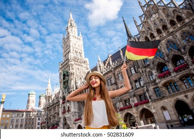 Portrait Young Female Tourist German Flag Stock Photo 502831609 ...