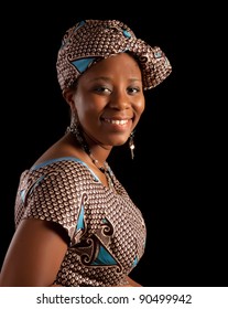 Portrait Of A Young Ghanese Woman In Traditional African Dress