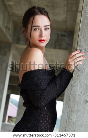 Similar – Portrait of girl in red dress