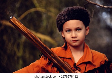 Portrait Of A Young Girl In A North American Colonial Costume