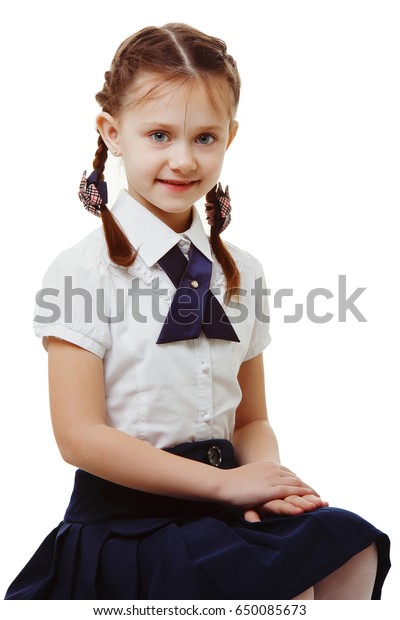 Portrait Young Girl School Uniform Isolated Stock Photo 650085673 ...