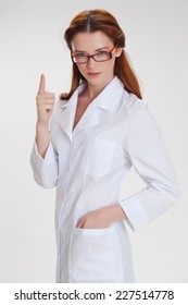 Portrait Of A Young Girl In White  Medical Lab Coat