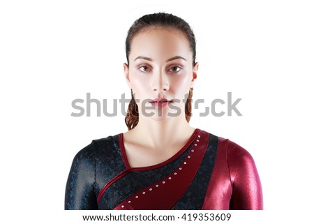 Portrait of young gymnasts on a white background
