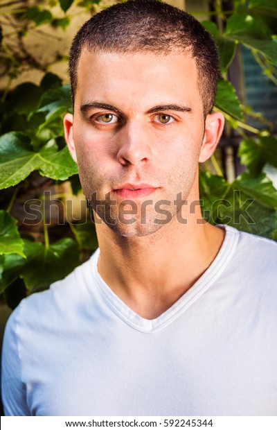 Portrait Young Handsome American Man Short Stock Image Download Now