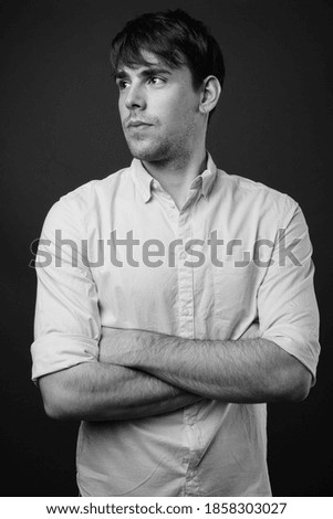 Similar – Image, Stock Photo young guy smiles and touches hair