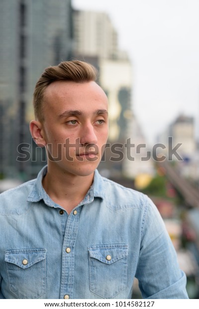 Portrait Young Handsome Man Blond Hair Stock Photo Edit Now