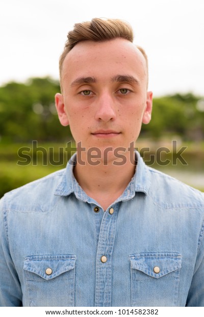 Portrait Young Handsome Man Blond Hair Stock Photo Edit Now