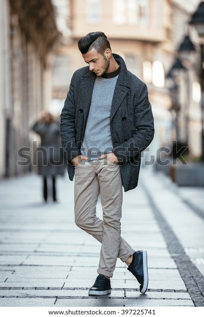 Portrait Young Handsome Stylish Man Elegant Stock Photo