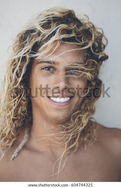 Portrait Young Hispanic Surfer Bleached Blonde Stock Photo Edit