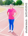 Portrait of young lady doing exercise step