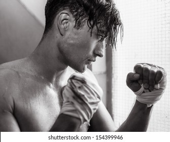 Portrait of young male fighter - Powered by Shutterstock