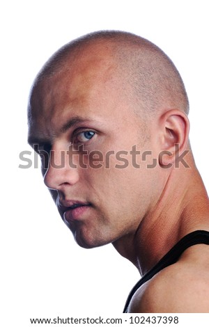 Similar – Image, Stock Photo brutal guy is a bully with a bald head